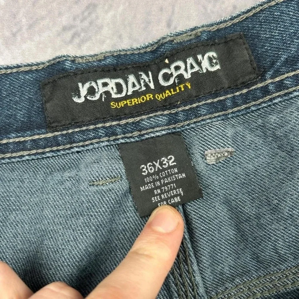 Jordan Craig Jeans 36x32 Mens Blue Wash Y2K Baggy Hip Hop - Picture 8 of 8